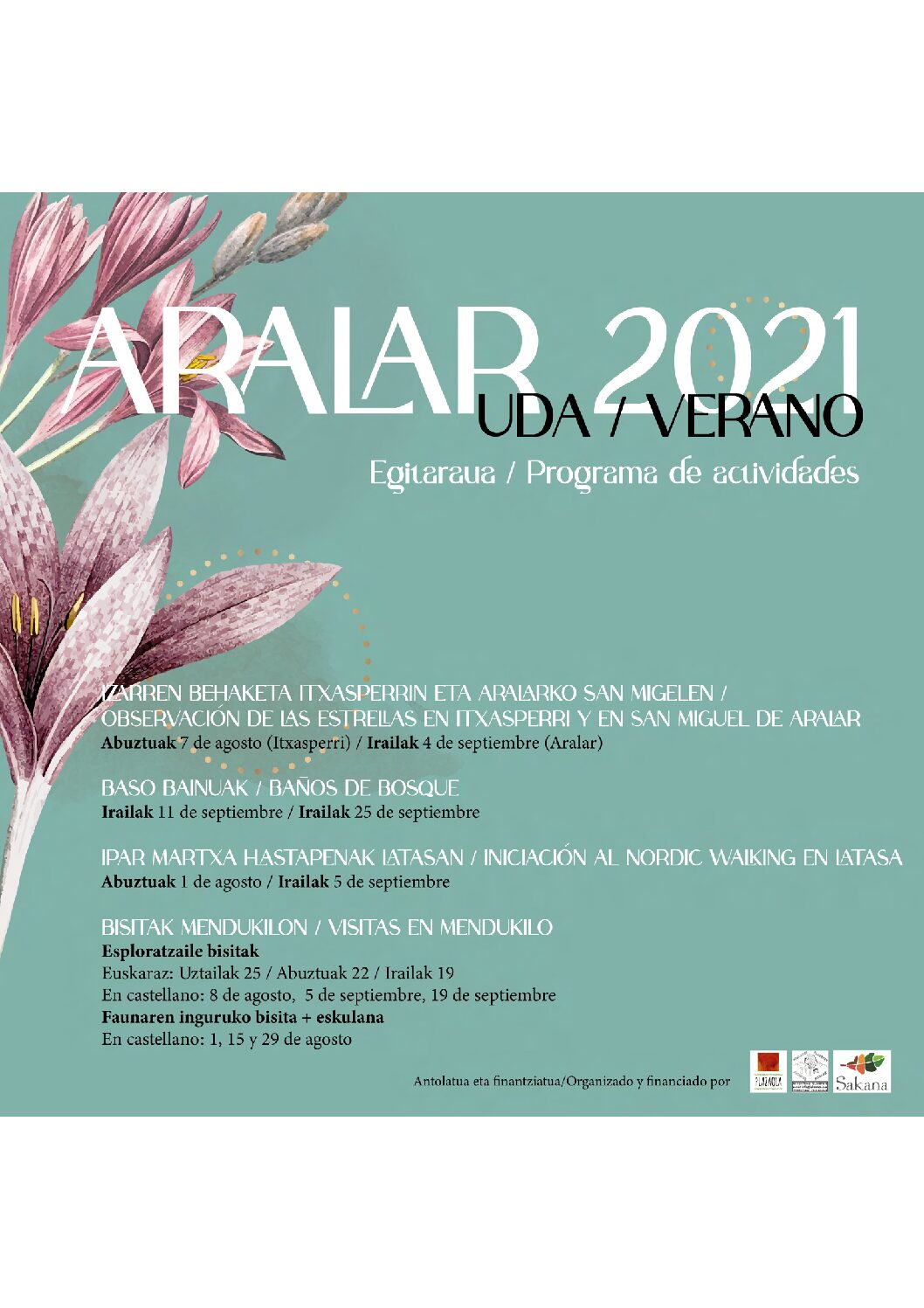 Programa Actividades Sierra Aralar-Verano 2021
